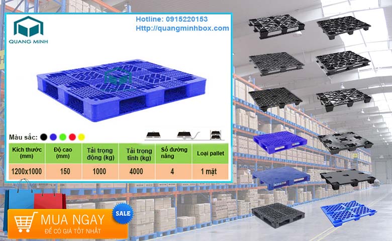 pallet nhựa 1200x1000x150 mm