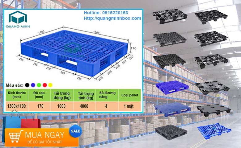 pallet nhựa 1300x11100x170 mm