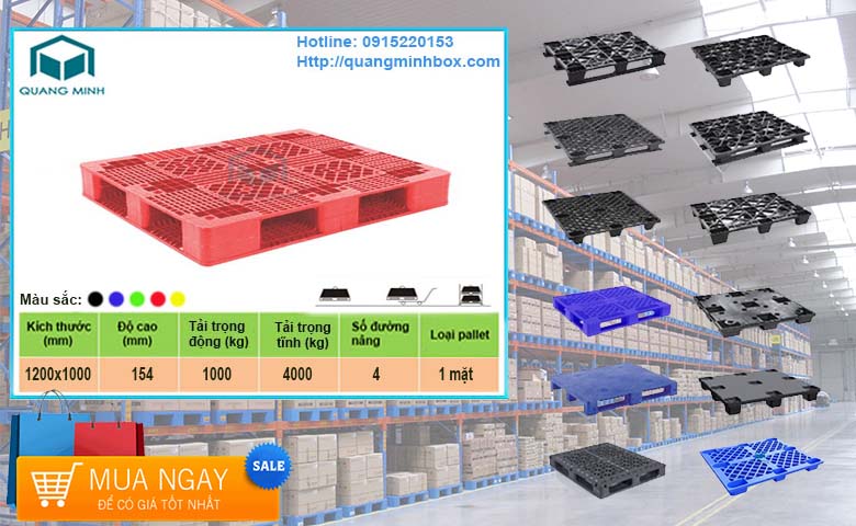 Pallet nhựa  kích thước 1200x1000x154mm 