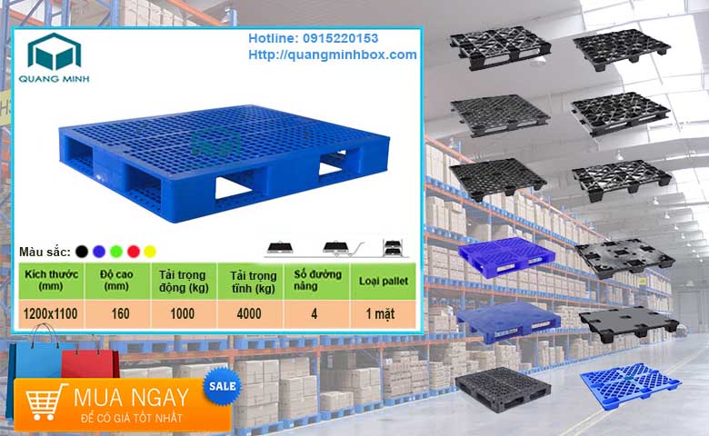 pallet nhựa 1200x1000x160 mm