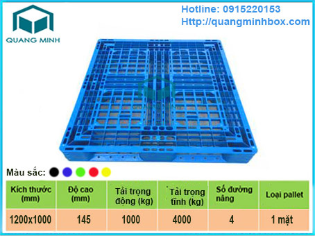 pallet nhựa 1200x1000x145 mm