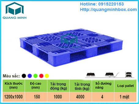 Pallet nhựa kích thước 1200x1000x150mm