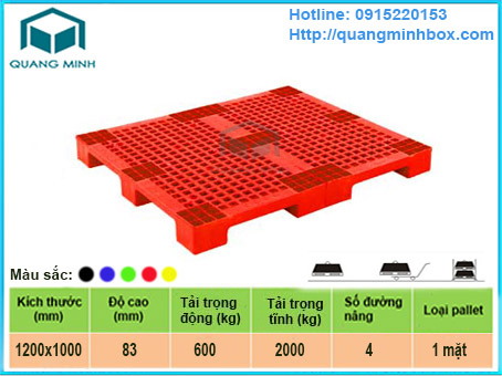 Pallet nhựa kích thước 1200x1000x83mm