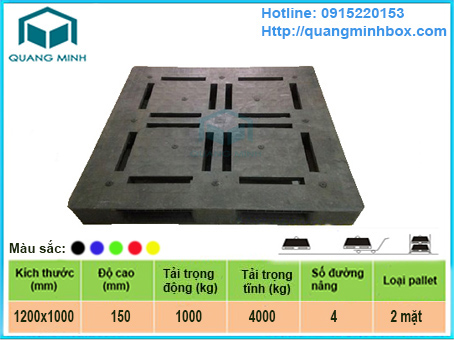 Pallet nhựa mặt đá 1200x1000x150mm